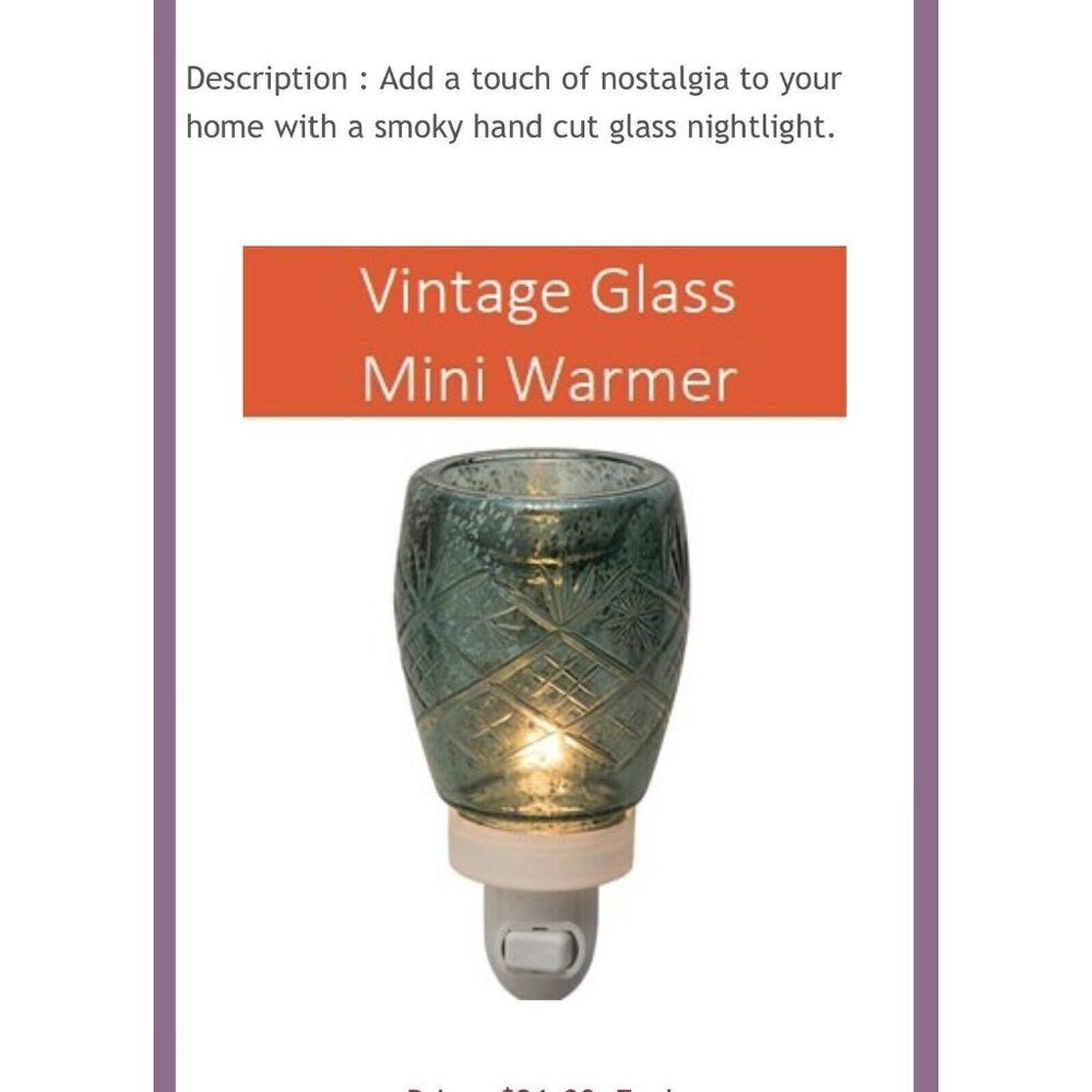 Scentsy Mini Warmer Plug In New In Box Vintage Glass